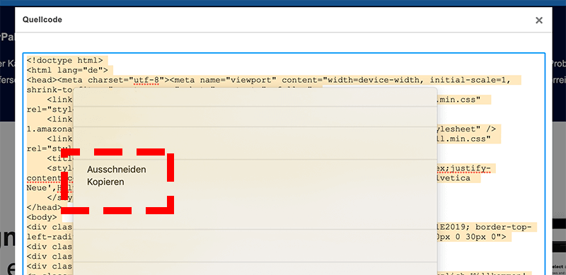 HTML Code generieren und kopieren